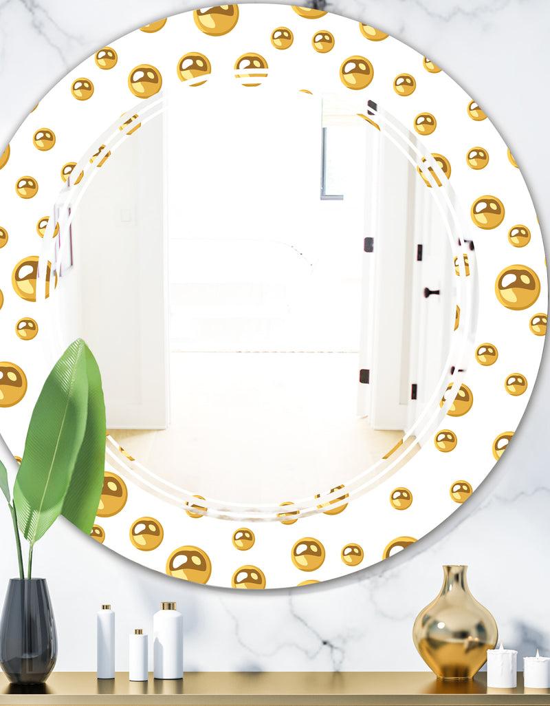 DesignQ Golden Circular Pattern II - Modern Round or Oval Wall Mirror - Triple C