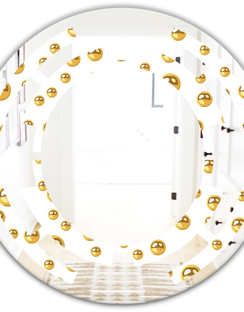 DesignQ Golden Circular Pattern II - Modern Round Or Oval Wall Mirror - Space