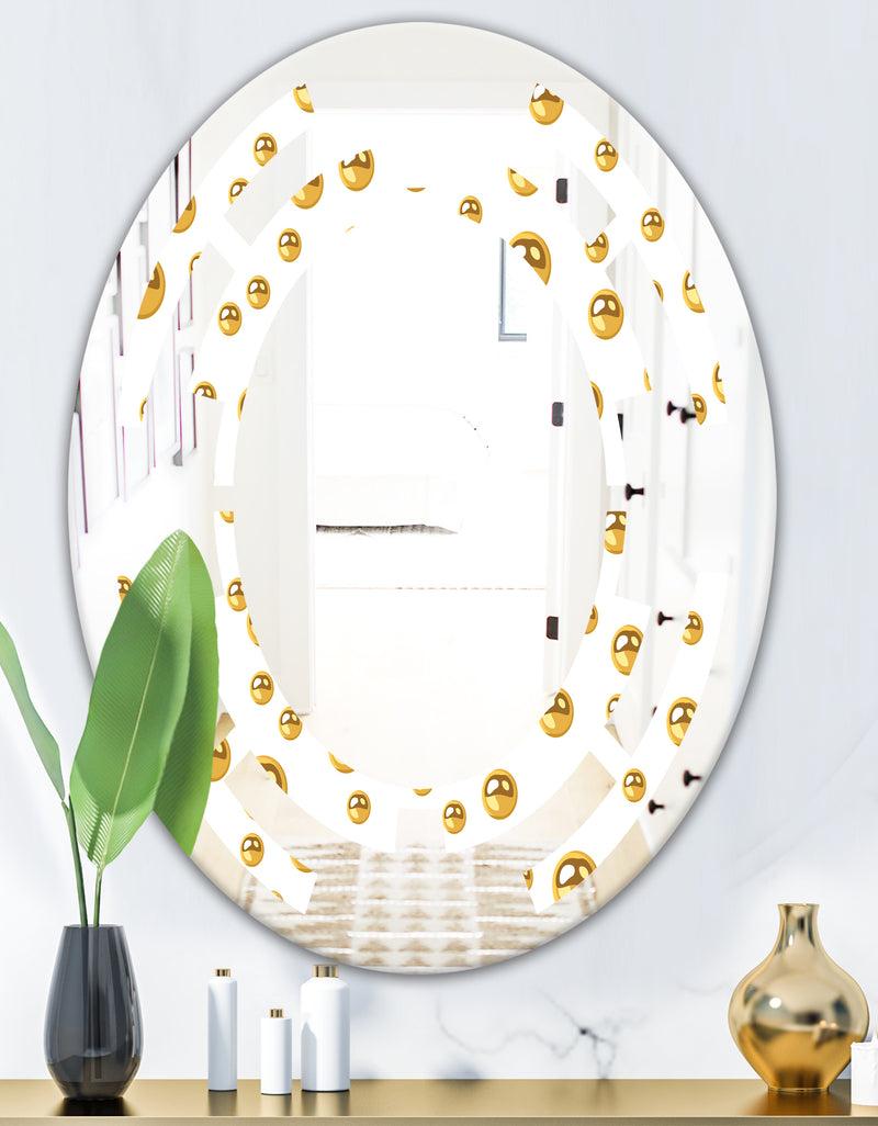 DesignQ Golden Circular Pattern II - Modern Round Or Oval Wall Mirror - Space