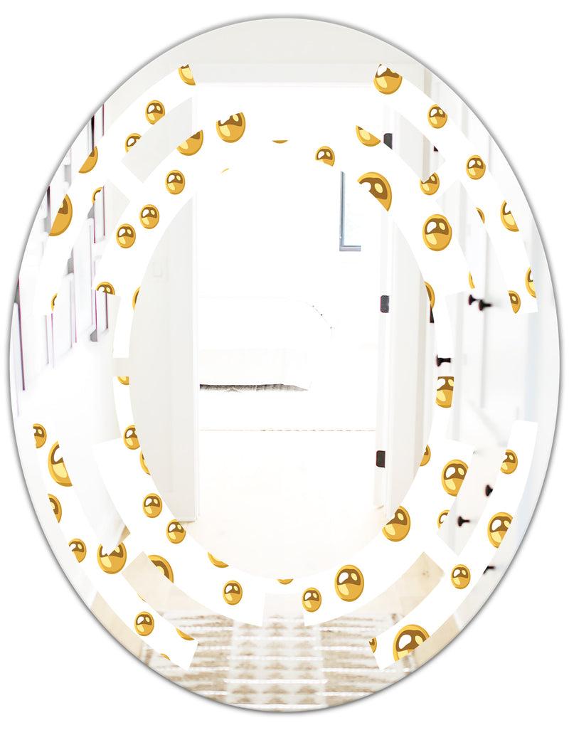 DesignQ Golden Circular Pattern II - Modern Round Or Oval Wall Mirror - Space