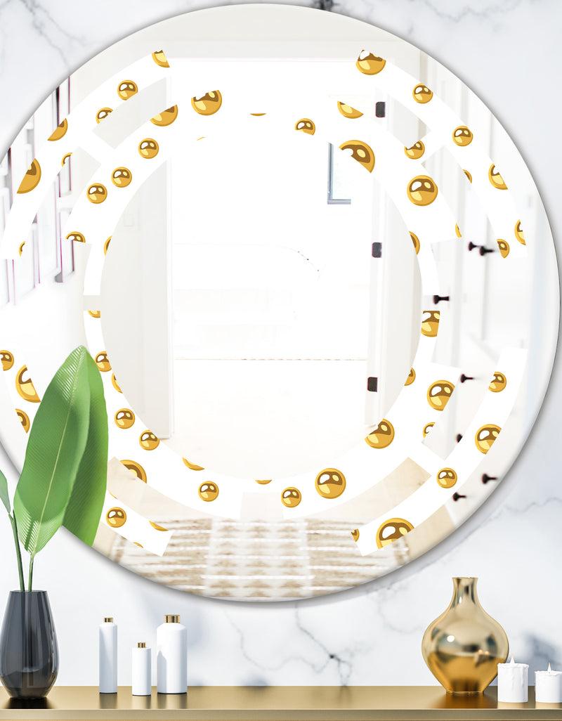 DesignQ Golden Circular Pattern II - Modern Round or Oval Wall Mirror - Space