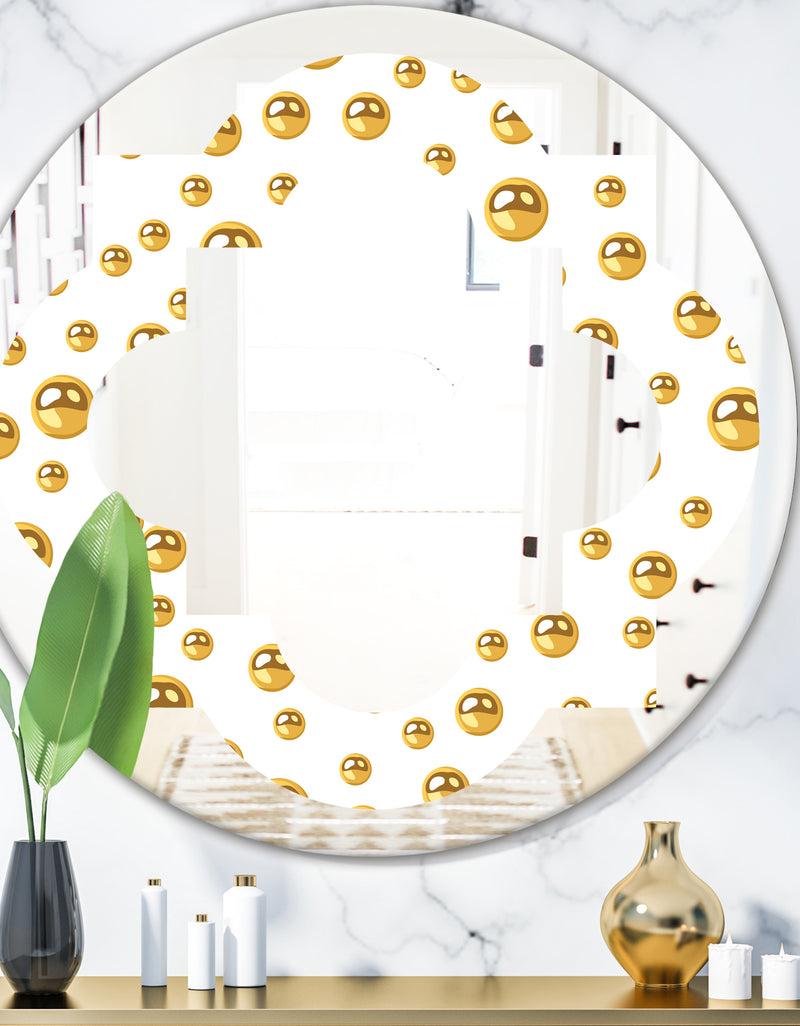DesignQ Golden Circular Pattern II - Modern Round or Oval Wall Mirror - Quatrefoil