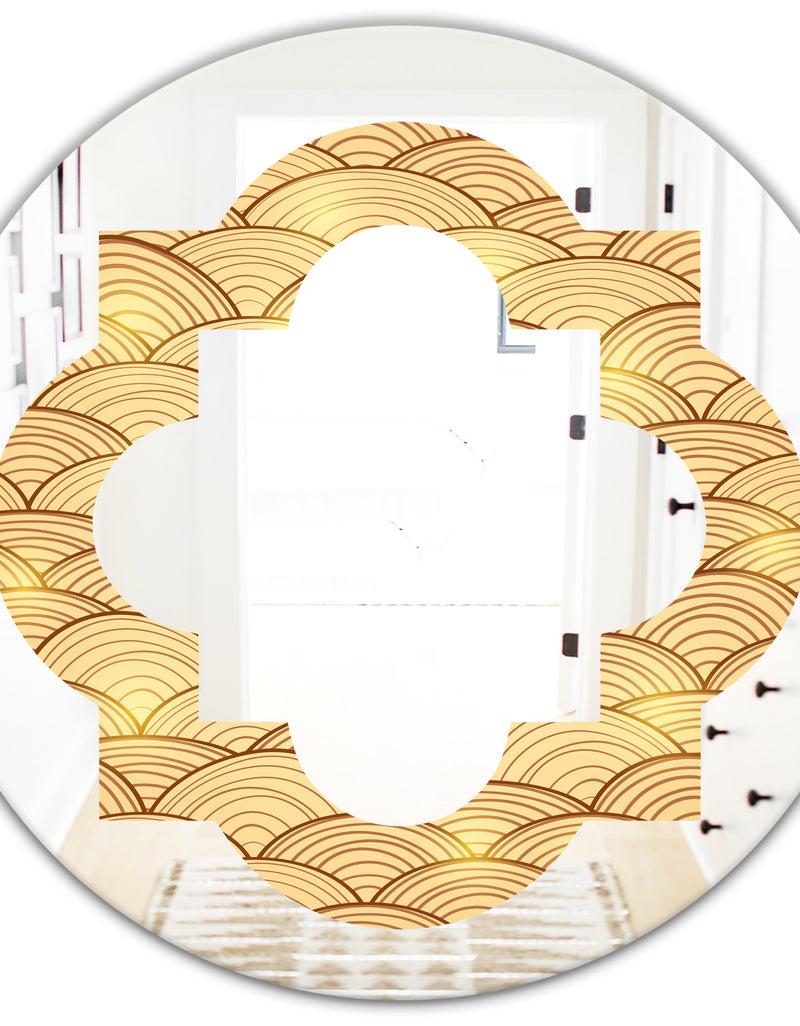 DesignQ Golden Clouds In The Sky - Modern Round Or Oval Wall Mirror - Quatrefoil