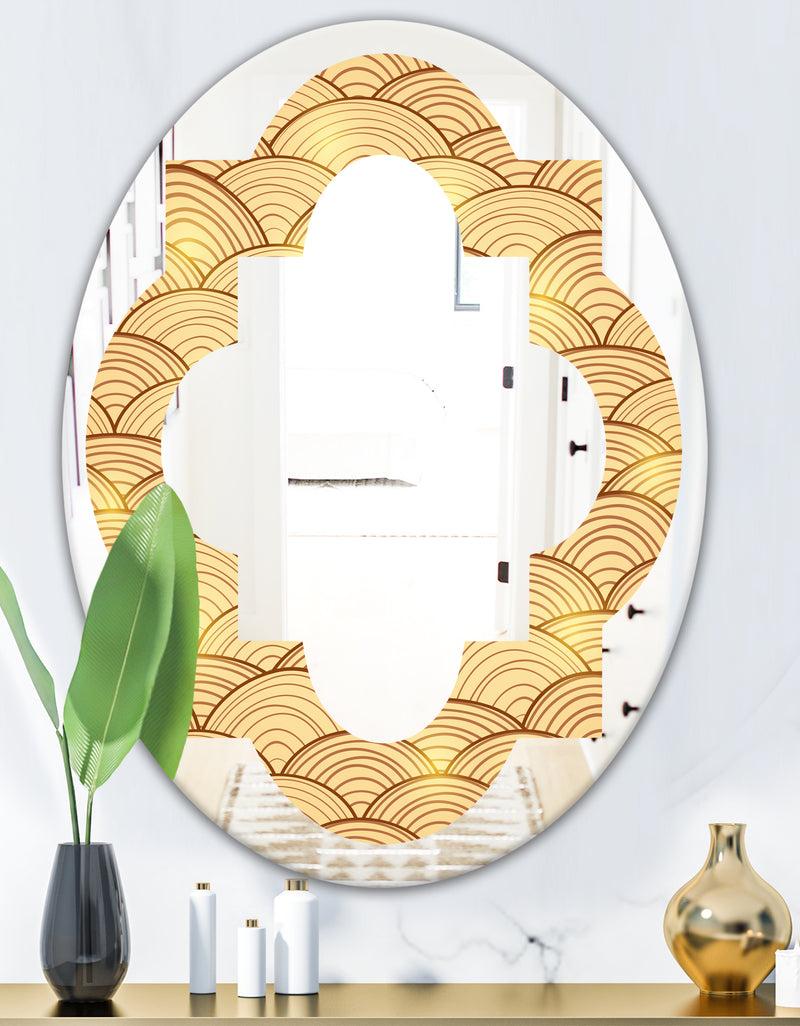 DesignQ Golden Clouds In The Sky - Modern Round Or Oval Wall Mirror - Quatrefoil