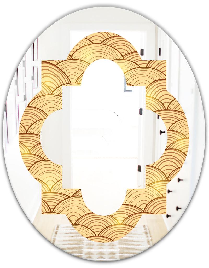 DesignQ Golden Clouds In The Sky - Modern Round Or Oval Wall Mirror - Quatrefoil