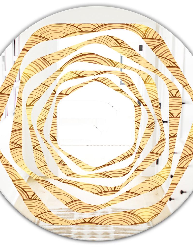 DesignQ Golden Clouds In The Sky - Modern Round Or Oval Wall Mirror - Whirl