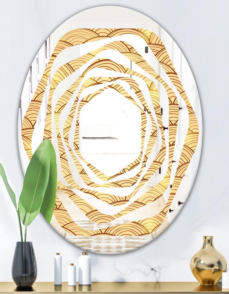 DesignQ Golden Clouds In The Sky - Modern Round Or Oval Wall Mirror - Whirl