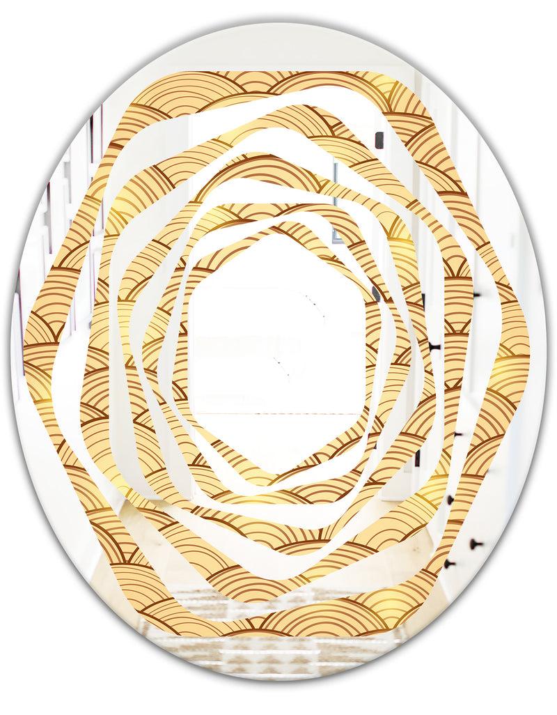 DesignQ Golden Clouds In The Sky - Modern Round Or Oval Wall Mirror - Whirl