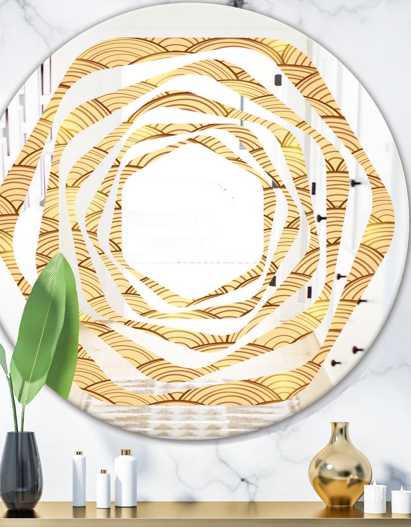 DesignQ Golden Clouds In The Sky - Modern Round or Oval Wall Mirror - Whirl