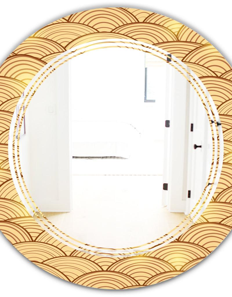 DesignQ Golden Clouds In The Sky - Modern Round Or Oval Wall Mirror - Triple C