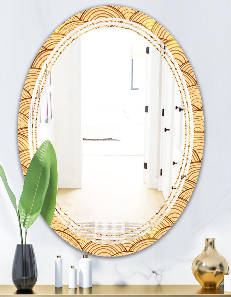 DesignQ Golden Clouds In The Sky - Modern Round Or Oval Wall Mirror - Triple C
