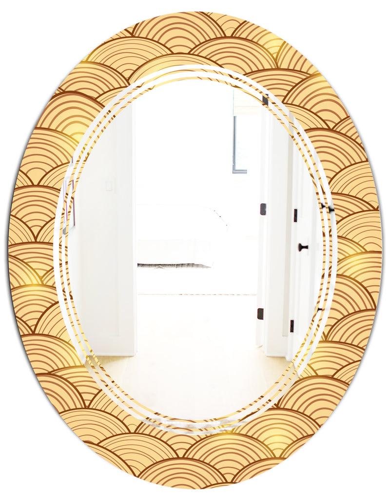 DesignQ Golden Clouds In The Sky - Modern Round Or Oval Wall Mirror - Triple C