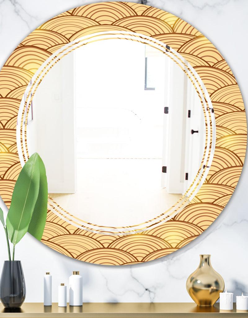 DesignQ Golden Clouds In The Sky - Modern Round or Oval Wall Mirror - Triple C