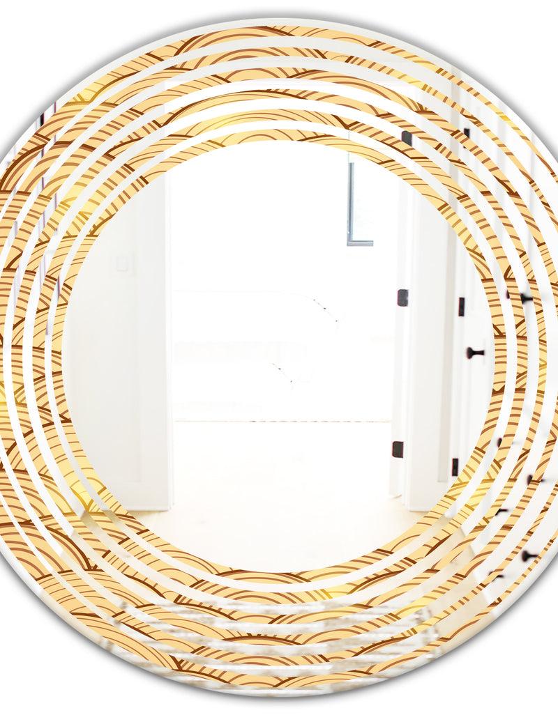 DesignQ Golden Clouds In The Sky - Modern Round Or Oval Wall Mirror - Wave
