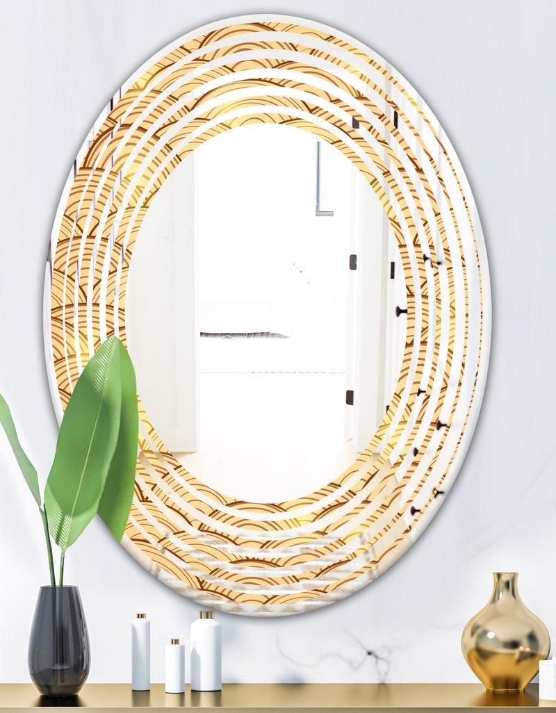 DesignQ Golden Clouds In The Sky - Modern Round Or Oval Wall Mirror - Wave