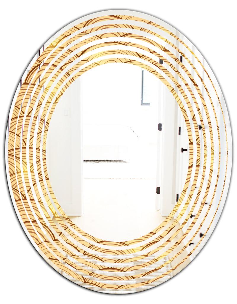 DesignQ Golden Clouds In The Sky - Modern Round Or Oval Wall Mirror - Wave