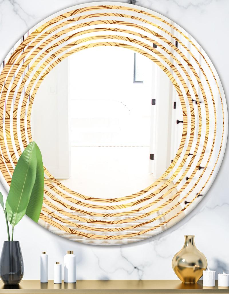 DesignQ Golden Clouds In The Sky - Modern Round or Oval Wall Mirror - Wave