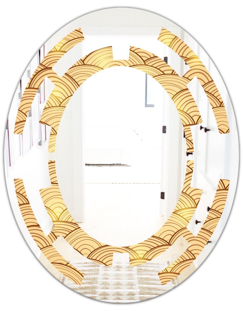 DesignQ Golden Clouds In The Sky - Modern Round Or Oval Wall Mirror - Space