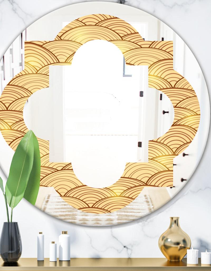 DesignQ Golden Clouds In The Sky - Modern Round or Oval Wall Mirror - Quatrefoil