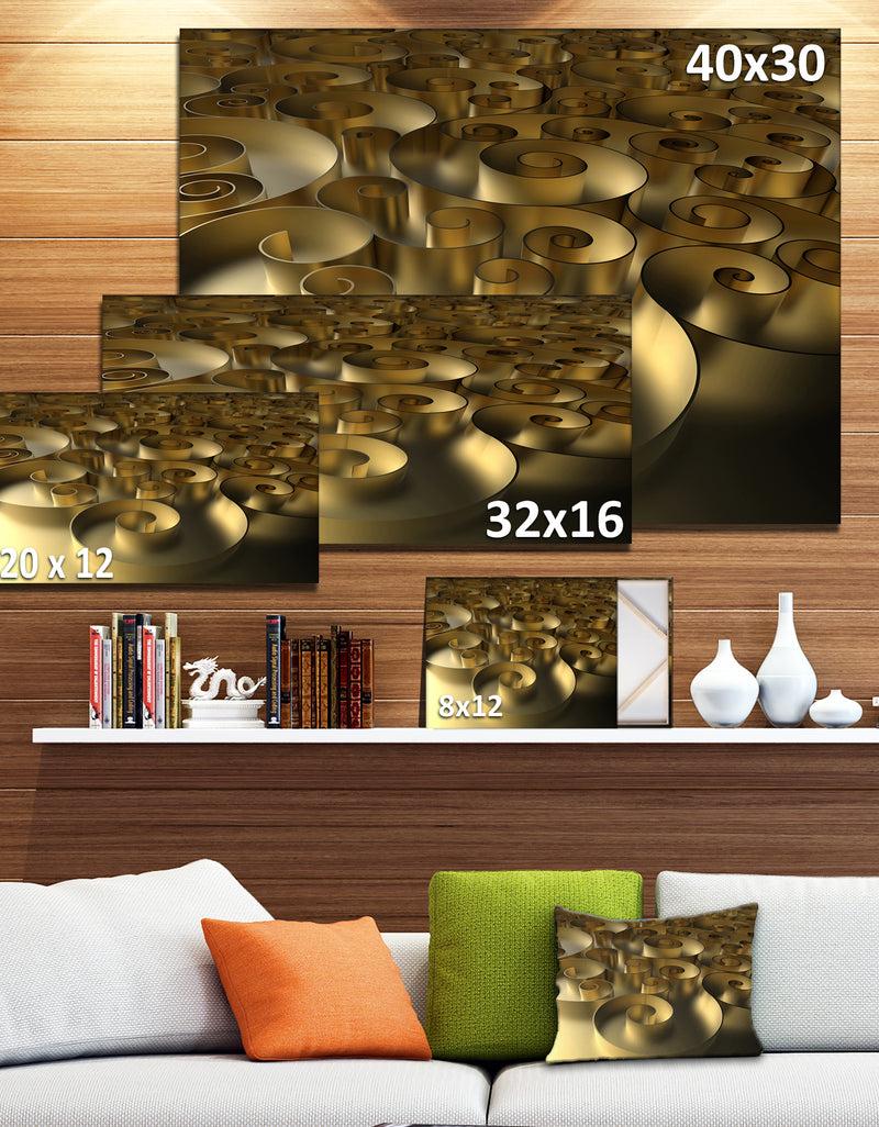 DesignQ Golden Curly Abstract 3D Design - Abstract Artwork On Canvas