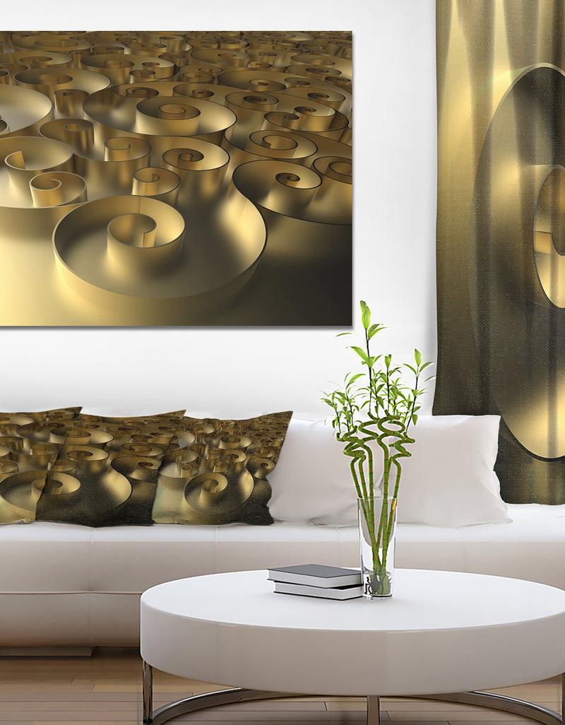 DesignQ Golden Curly Abstract 3D Design - Abstract Artwork on Canvas