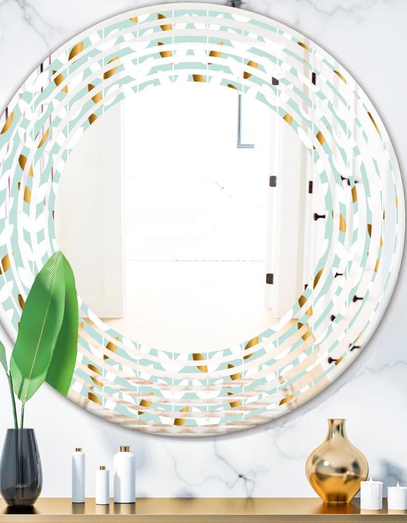 DesignQ Golden Foliage X - Modern Round or Oval Wall Mirror - Wave