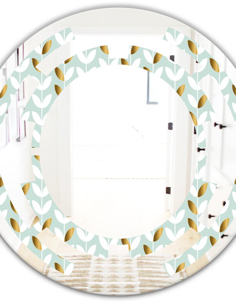 DesignQ Golden Foliage X - Modern Round Or Oval Wall Mirror - Space