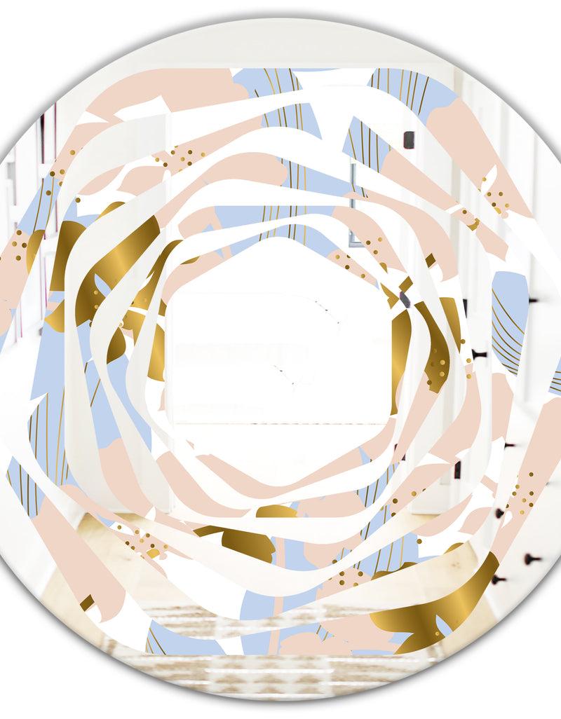 DesignQ Golden Foliage XV - Modern Round Or Oval Wall Mirror - Whirl