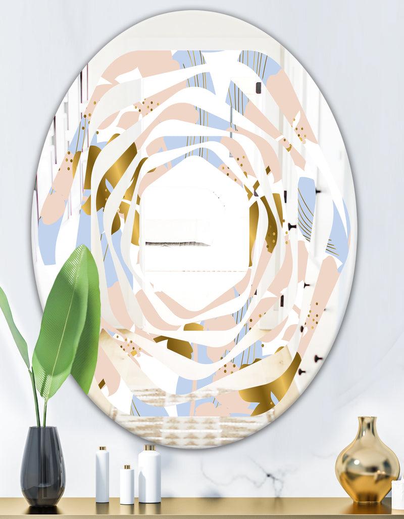 DesignQ Golden Foliage XV - Modern Round Or Oval Wall Mirror - Whirl