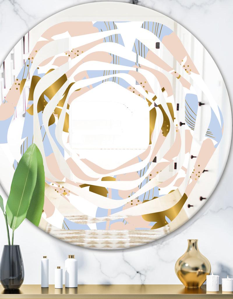 DesignQ Golden Foliage XV - Modern Round or Oval Wall Mirror - Whirl
