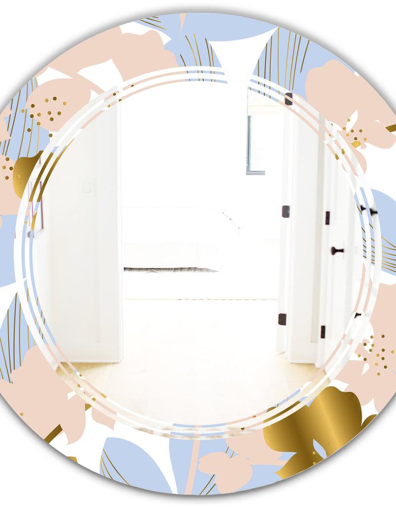 DesignQ Golden Foliage XV - Modern Round Or Oval Wall Mirror - Triple C