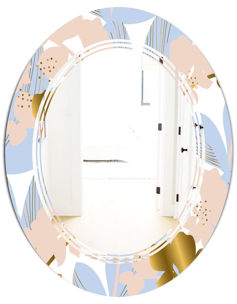 DesignQ Golden Foliage XV - Modern Round Or Oval Wall Mirror - Triple C