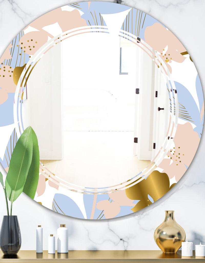 DesignQ Golden Foliage XV - Modern Round or Oval Wall Mirror - Triple C