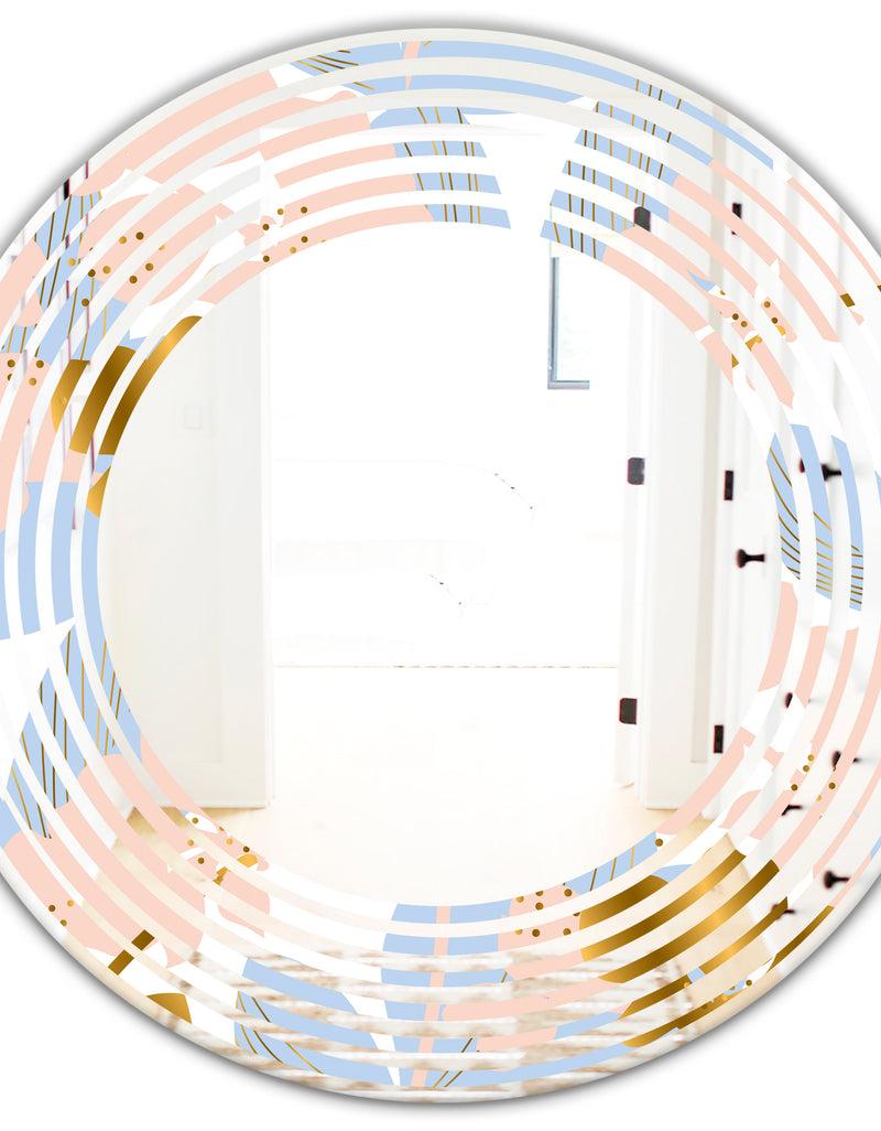 DesignQ Golden Foliage XV - Modern Round Or Oval Wall Mirror - Wave