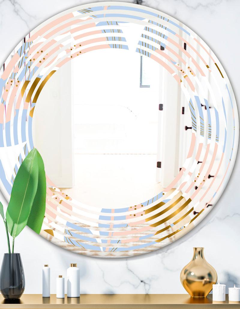 DesignQ Golden Foliage XV - Modern Round or Oval Wall Mirror - Wave