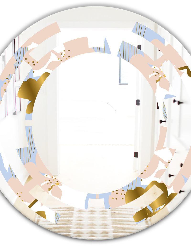 DesignQ Golden Foliage XV - Modern Round Or Oval Wall Mirror - Space