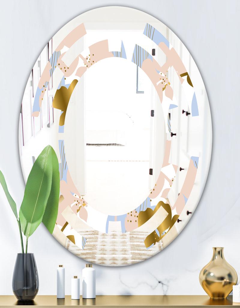 DesignQ Golden Foliage XV - Modern Round Or Oval Wall Mirror - Space