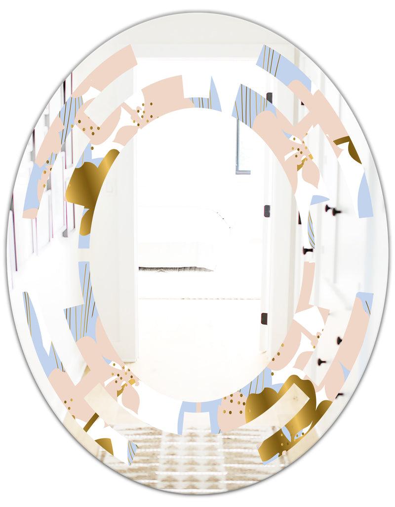 DesignQ Golden Foliage XV - Modern Round Or Oval Wall Mirror - Space