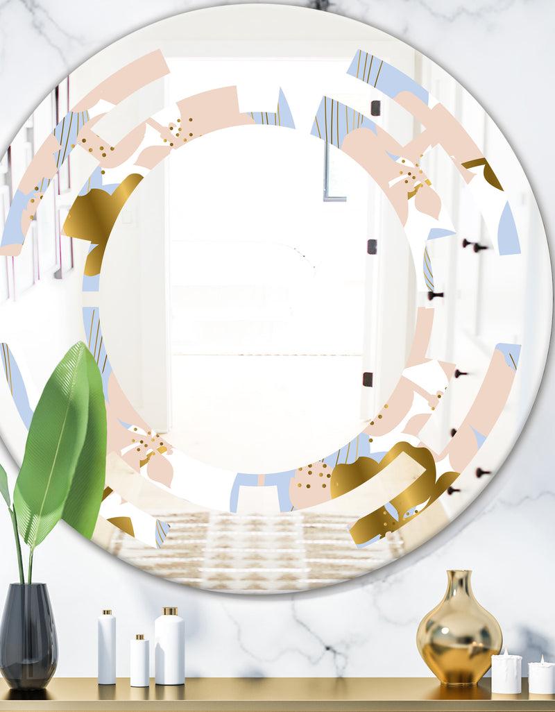 DesignQ Golden Foliage XV - Modern Round or Oval Wall Mirror - Space