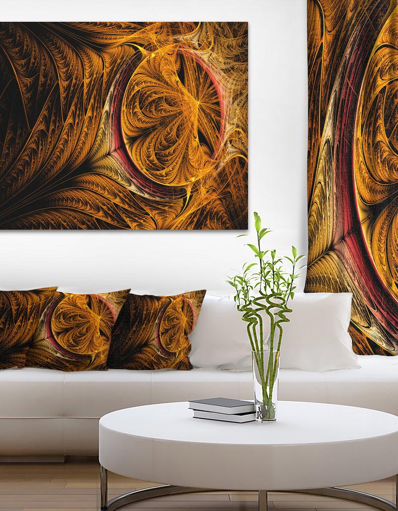 DesignQ Golden Fractal Desktop Wallpaper - Abstract Digital Canvas Print