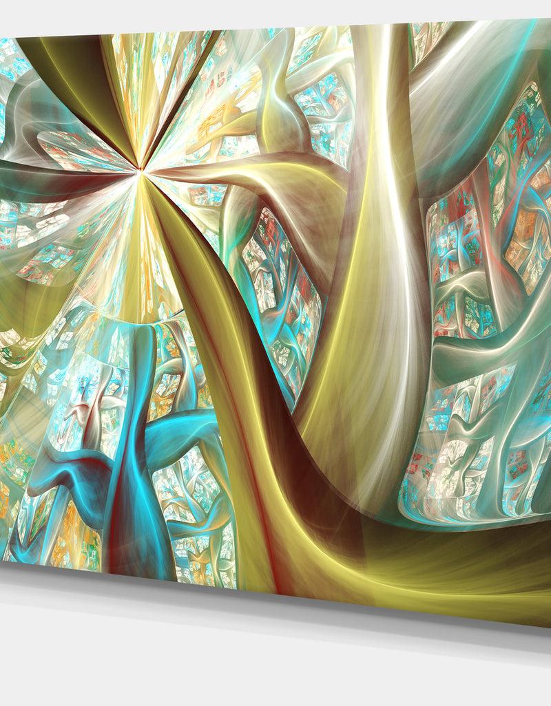 DesignQ Golden Fractal Exotic Plant Stems - Extra Large Canvas Art Print