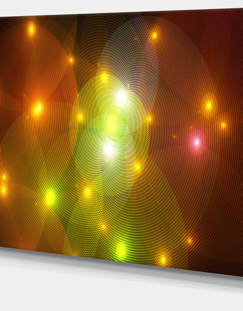 DesignQ Golden Fractal Lights In Fog - Extra Large Abstract Canvas Art Print Canvas