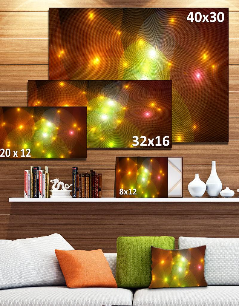 DesignQ Golden Fractal Lights In Fog - Extra Large Abstract Canvas Art Print Canvas
