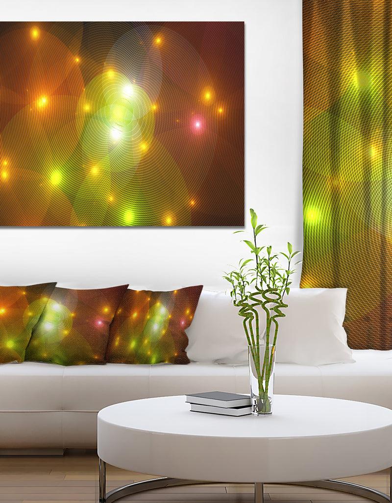 DesignQ Golden Fractal Lights in Fog - Extra Large Abstract Canvas Art Print Canvas