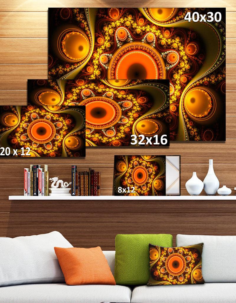 DesignQ Golden Fractal Pattern With Circles - Large Wall Art On Canvas