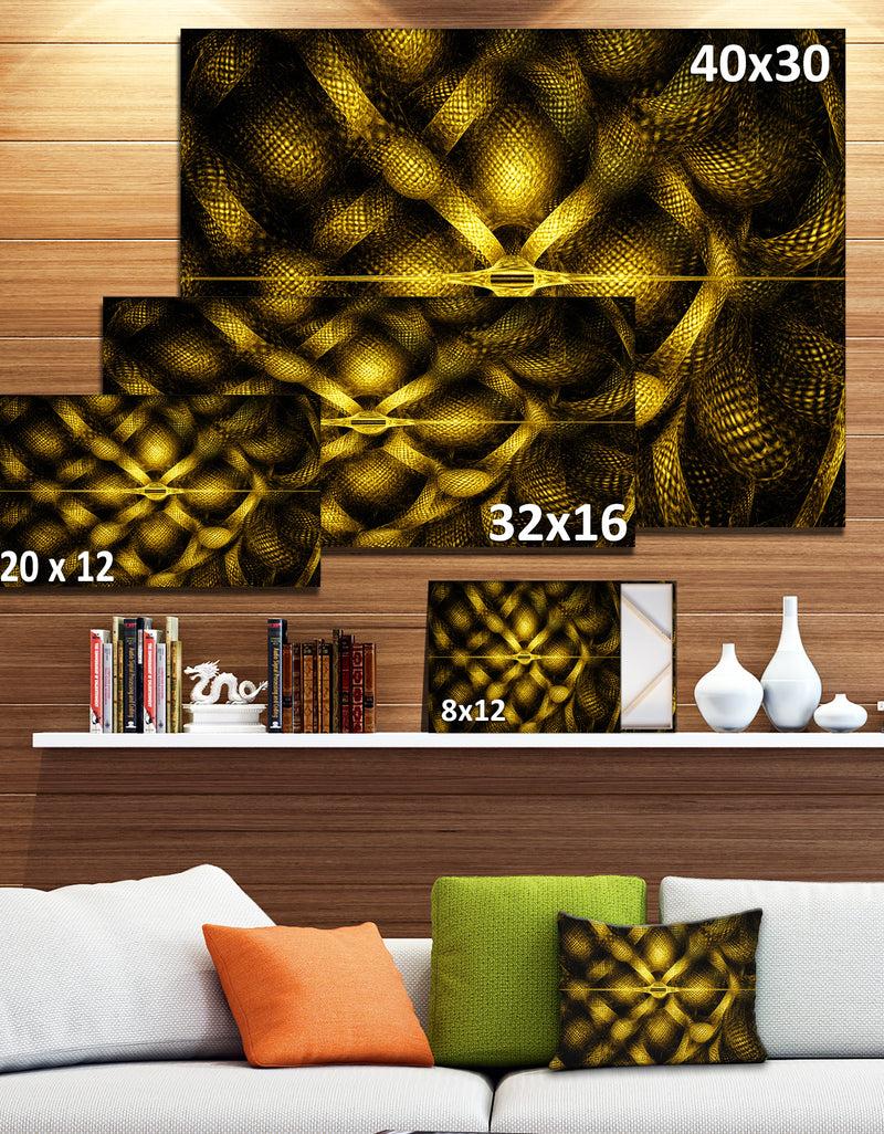 DesignQ Golden Fractal Watercolor Pattern'Large Abstract Canvas Art Print