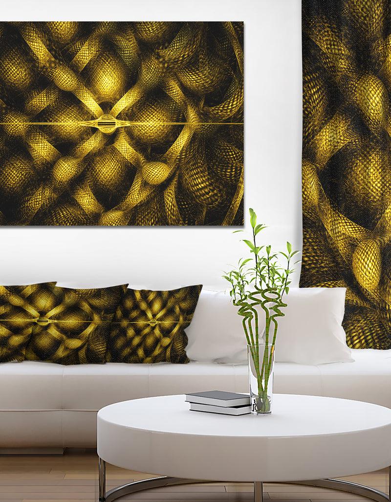 DesignQ Golden Fractal Watercolor Pattern'Large Abstract Canvas Art Print