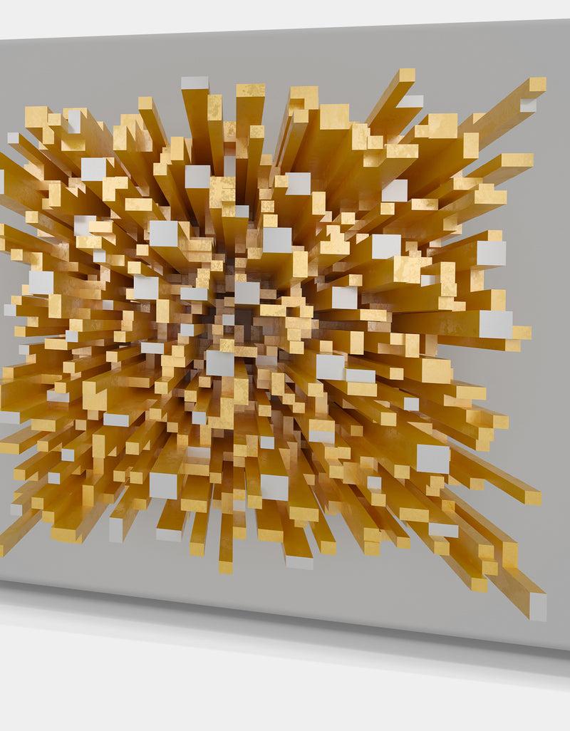 DesignQ Golden Fragments 3D Design - Abstract Canvas Wall Art