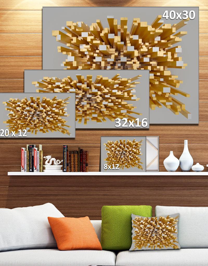 DesignQ Golden Fragments 3D Design - Abstract Canvas Wall Art