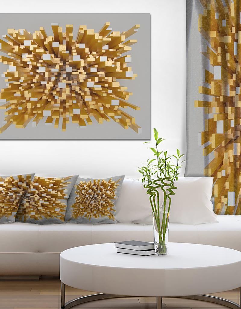 DesignQ Golden Fragments 3D Design - Abstract Canvas Wall Art